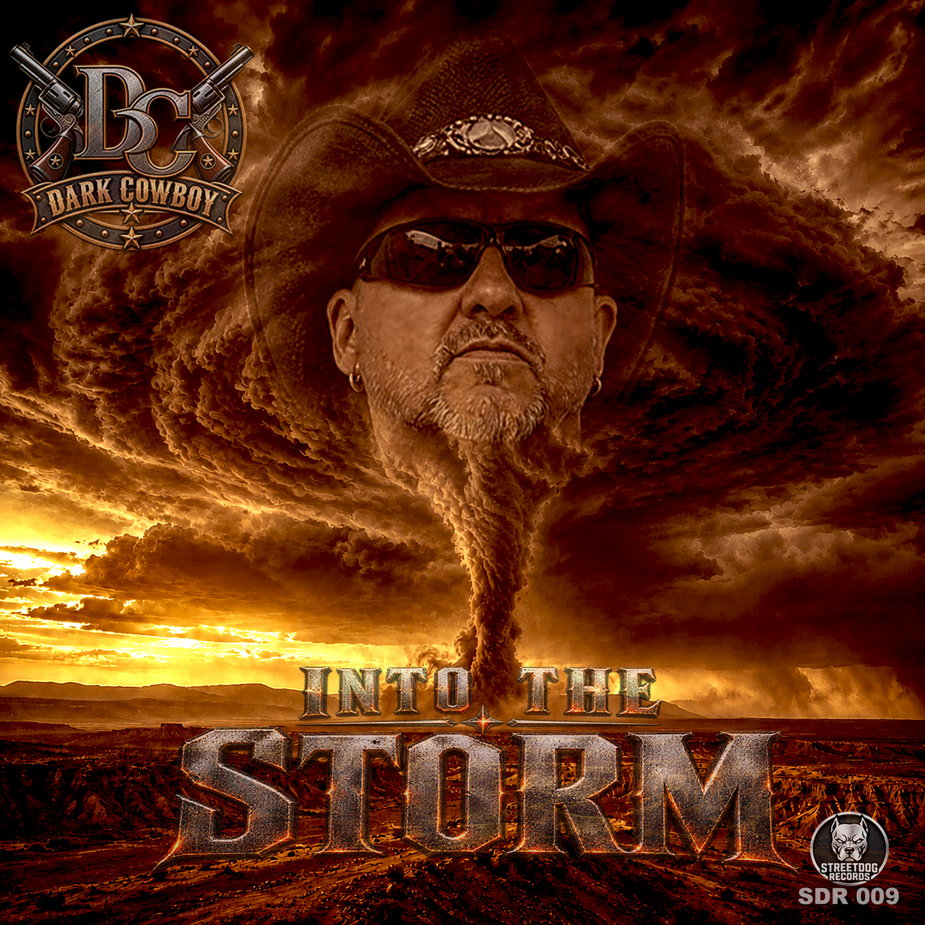 DARK COWBOY — Into The Storm, official release cover, Streetdog Records SDR 009